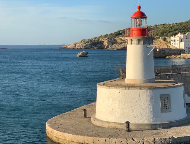 Ibizas port lighthouse, in the off-season.
